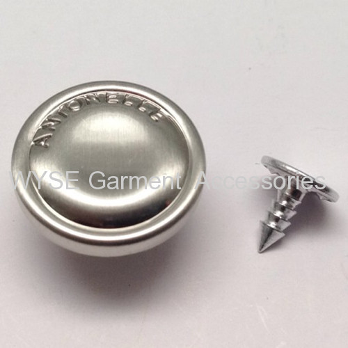 Plastic Inside Type Jeans Button Shiny Brushed Nickle Color