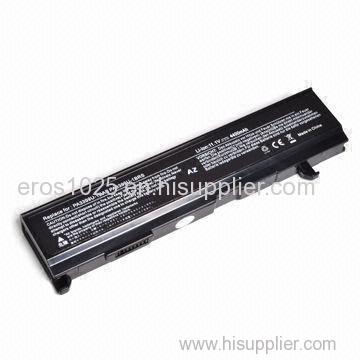 Laptop Battery, Replacement for Toshiba PA3399U-1BAS, PA3399-1BRS, 6 Cells, 4,400mAh, Li-ion Battery