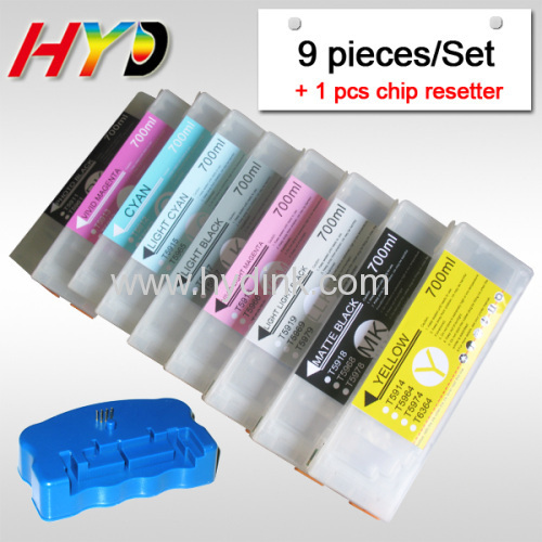 Refillable ink cartridges for Epson Stylus Pro 7890 9890 ink cartridges with resettable chips