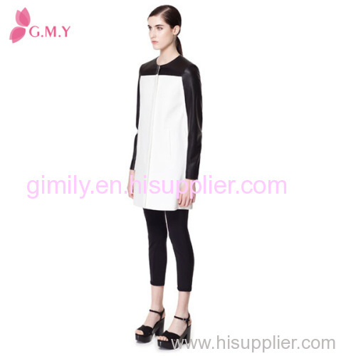 fashion black and white PU dress for women