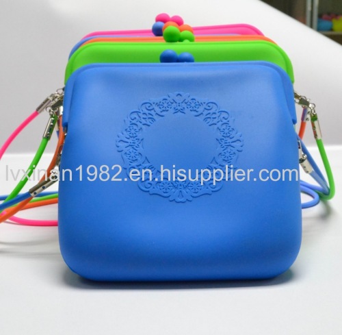 wholesale 2014 Brazil World Cup Silicone flower shoulder bag Messenger bag candy color cosmetic bag 