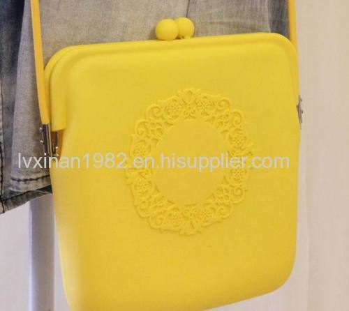 wholesale 2014 Brazil World Cup Silicone flower shoulder bag Messenger bag candy color cosmetic bag 