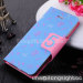 Bowknot Pattern Gridding Contrast Color Magnetic Snap Stand Leather Case For iPhone 5/5S