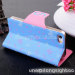 Bowknot Pattern Gridding Contrast Color Magnetic Snap Stand Leather Case For iPhone 5/5S