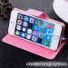 Bowknot Pattern Gridding Contrast Color Magnetic Snap Stand Leather Case For iPhone 5/5S