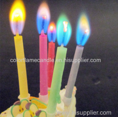 Colored flame birthday candles