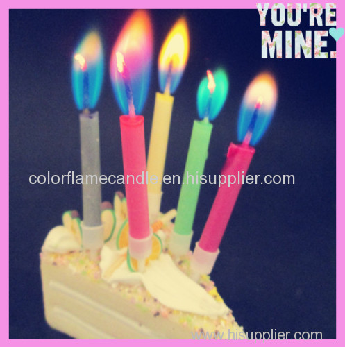 Supply colored flame birthday candles