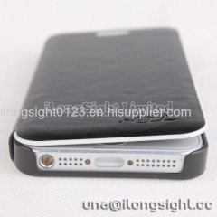 AYL Double color smoothly flip leather case for iphone 5/5S-black