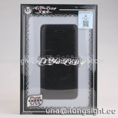 AYL Double color smoothly flip leather case for iphone 5/5S-black