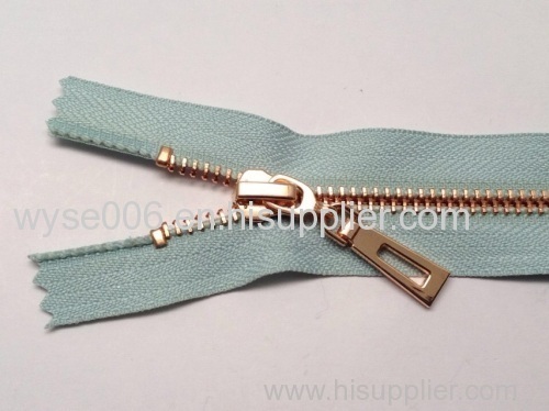 NO.5# Metal Zipper Auto Lock Close End Rose Gold