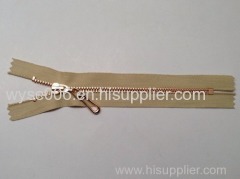 NO.5# Metal Zipper Auto Lock Close End Rose Gold