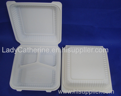 disposable biodegradable cornstarch clamshell takeout box
