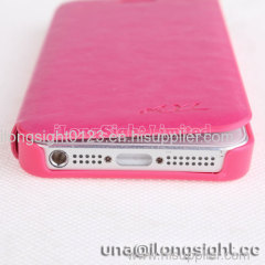 AYL pure color smoothly flip leather case for iphone 5/5S --rose red