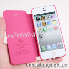 AYL pure color smoothly flip leather case for iphone 5/5S --rose red