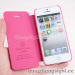 AYL pure color smoothly flip leather case for iphone 5/5S --rose red