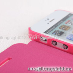 AYL pure color smoothly flip leather case for iphone 5/5S --rose red