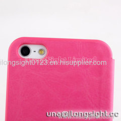 AYL pure color smoothly flip leather case for iphone 5/5S --rose red