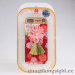 Musubi Kyoto Pink Flower Tassels red Cloth Coated 2 in 1 Hard Shell for iphone 5/5S