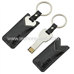 2014 latest style leather USB flash drive without logo