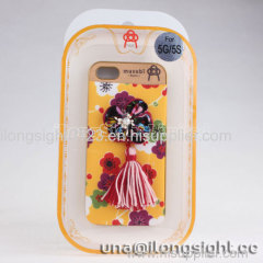 Musubi Kyoto Flower Tassels yellow Cloth Coated 2 in 1 Hard case for iphone 5/5S