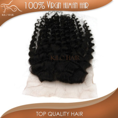 New arrival fashion styles top lace closure deep curly indian hair full cuticle human hair grade 5A