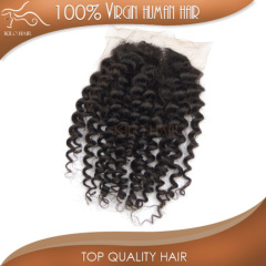 New arrival fashion styles top lace closure deep curly indian hair full cuticle human hair grade 5A