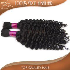 Deep curly hair bulk no weft best quality top grade 5A cheapest malaysian hair 100% virgin human hair