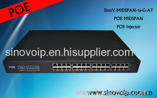 16-port 30W 10/100/1000M ethernet poe injector