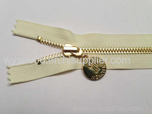 NO.5# Metal Zipper Auto Lock Close Shiny Gold