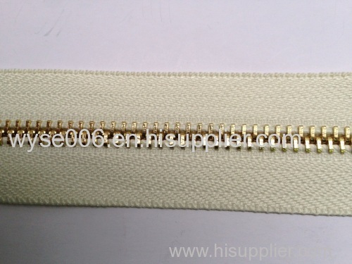 NO.5# Metal Zipper Long Chain Shiny Gold