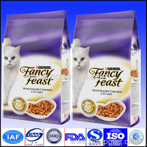 Hight Quality Plastic PET/LDPE Side gusst Pet food packaging bag for cat