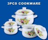 3pcs 16-20cm Deep Belly Enamel Casserole Set, with metal handle, metal lid, plastic knob