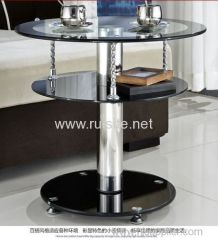 Round three glass shelves Table