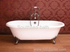 Dual cast iron bathtub