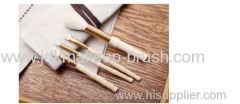 Natural bamboo handle 4pcs makup brush set with Flax bag