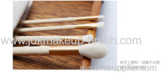 Natural bamboo handle 4pcs makup brush set with Flax bag