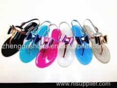 2014Newest ladies jelly colorful soft pvc sandals with flip flops