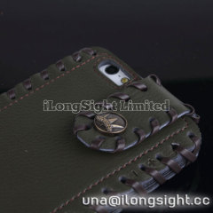 Showkoo Duke Genuine Leather Pouch case for iPhone 5 5c 5s-army green