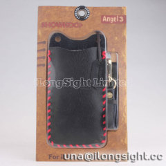 Showkoo Angel 3rd Genuine Leather Pouch case for iPhone 5 5c 5s-black