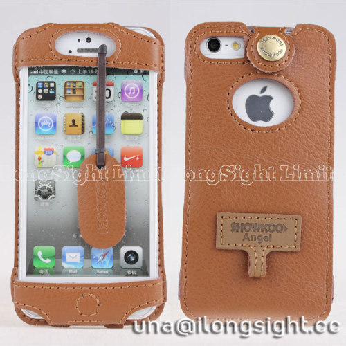 Showkoo Angel Genuine Leather case for iPhone 5 5c 5s-khaki