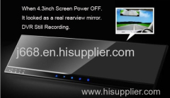4.3 inch rearview mirror HD 720P Car DVR Camera record with G-sensor AVin design