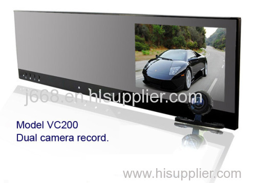 Car DVR DUAL Camera record 4.3 inch rearview mirror GPS G-sensor