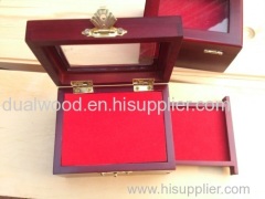 Wood jewelry box with drawer