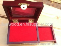 Wood jewelry box with drawer