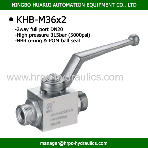 BKH-M36X2 metric standard male thread 2 way high pressure ball valve manufacture