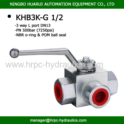KHB3K high pressure hydraulic manual 3-way ball valve with clear ball valve picture