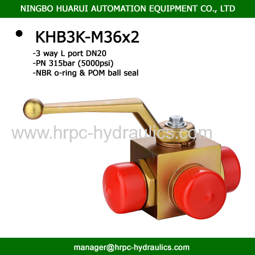 BK3-M36X2 three way L port high pressure ball valve