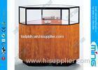 Corner Jewelry Display Case with Locking Hinged Door for Shopping Mall