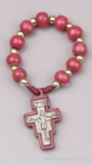 Religion Rosary Wood Bracelet with Christian Cross Pendant