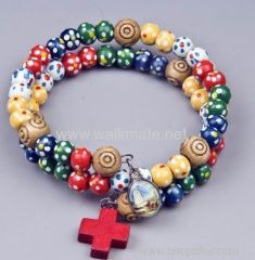 Elastic Wood Rosary Bracelet